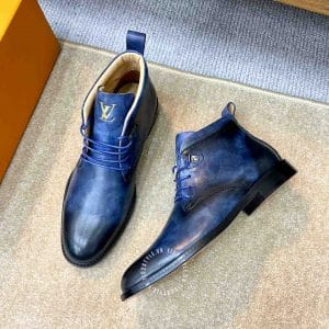 Giày Louis Vuitton cổ cao boot màu xanh đen logo LV cao cấp - Ảnh 3