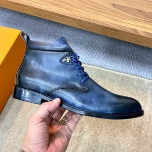 Giày Louis Vuitton cổ cao boot màu xanh đen logo LV cao cấp - Ảnh 6