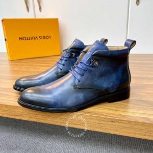 Giày Louis Vuitton cổ cao boot màu xanh đen logo LV cao cấp - Ảnh 5