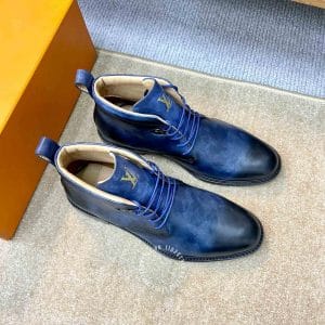 Giày Louis Vuitton cổ cao boot màu xanh đen logo LV cao cấp - Ảnh 4
