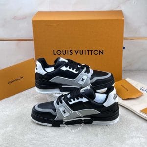 Giày LV Sneakers Louis Vuitton đen da thật họa tiết nổi hàng hiệu cao cấp - Ảnh 3
