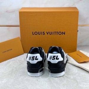 Giày LV Sneakers Louis Vuitton đen da thật họa tiết nổi hàng hiệu cao cấp - Ảnh 8