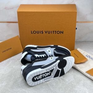 Giày LV Sneakers Louis Vuitton đen da thật họa tiết nổi hàng hiệu cao cấp - Ảnh 7