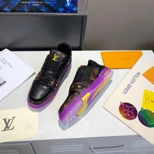 Giày Louis Vuitton Sneaker Trainer đen đế tím hàng hiệu giá tốt - Ảnh 3