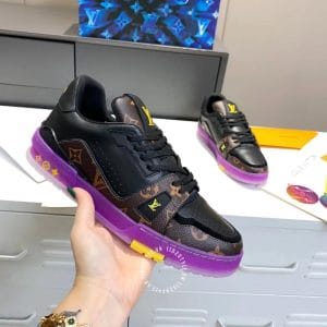 Giày Louis Vuitton Sneaker Trainer đen đế tím hàng hiệu giá tốt - Ảnh 4