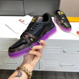 Giày Louis Vuitton Sneaker Trainer đen đế tím hàng hiệu giá tốt - Ảnh 5