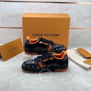 LV Sneakers Louis Vuitton đen phối họa tiết cam năng động - Ảnh 4