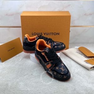 LV Sneakers Louis Vuitton đen phối họa tiết cam năng động - Ảnh 5