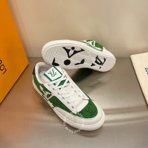 Giày Louis Vuitton charlie sneaker màu trắng xanh logo LV - Ảnh 5
