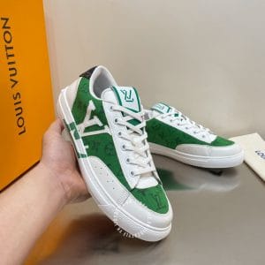 Giày Louis Vuitton charlie sneaker màu trắng xanh logo LV - Ảnh 4