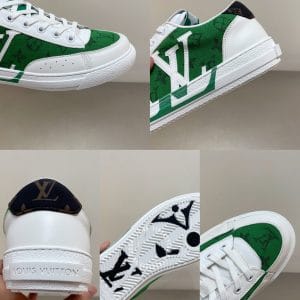 Giày Louis Vuitton charlie sneaker màu trắng xanh logo LV - Ảnh 9