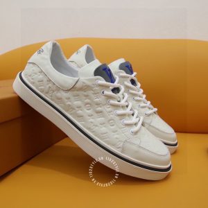 Giày LV Sneakers Replica thể thao màu trắng logo xanh cao cấp - Ảnh 3