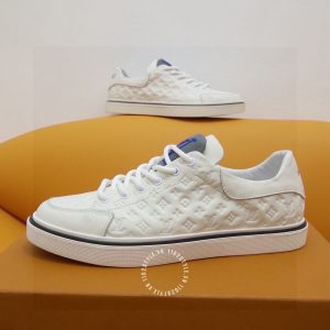 Giày LV Sneakers Replica thể thao màu trắng logo xanh cao cấp - Ảnh 4
