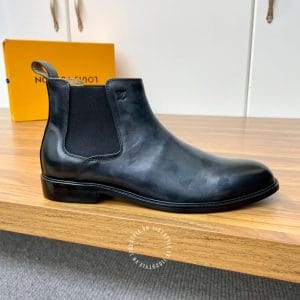 Giày Louis Vuitton cổ cao chelsea boot màu đen loang logo chìm - Ảnh 7
