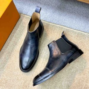 Giày Louis Vuitton cổ cao chelsea boot màu đen loang logo chìm - Ảnh 3