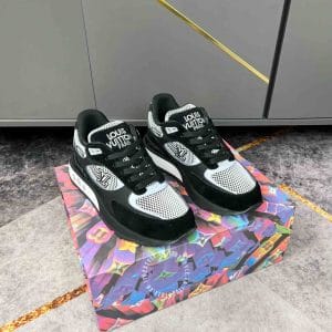 Giày LV Sneakersdáng thể thao đen có phản quang - Ảnh 2