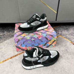 Giày LV Sneakersdáng thể thao đen có phản quang - Ảnh 3