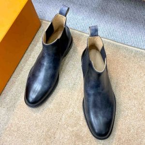 Giày Louis Vuitton cổ cao chelsea boot màu đen loang logo chìm - Ảnh 2