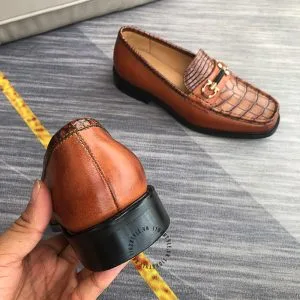 Giày nam Salvatore Ferragamo màu nâu dập vân cá sấu cao cấp - Hình ảnh 7
