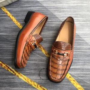 Giày nam Salvatore Ferragamo màu nâu dập vân cá sấu cao cấp - Hình ảnh 3
