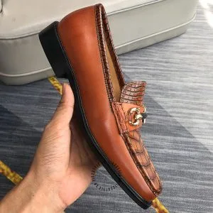 Giày nam Salvatore Ferragamo màu nâu dập vân cá sấu cao cấp - Hình ảnh 4