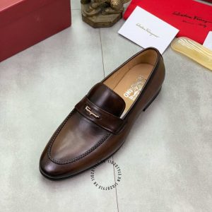 Giày nam Salvatore Ferragamo màu nâu logo chữ nổi - Ảnh 5