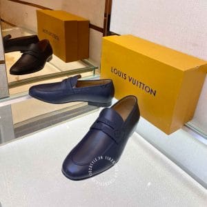 Giày lười Louis Vuitton nam da bò màu xanh đen hàng hiệu giá tốt - Ảnh 2