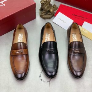 Giày nam Salvatore Ferragamo màu nâu logo chữ nổi - Ảnh 9