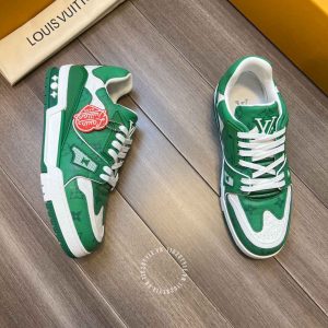 Giày LV Sneakers Louis Vuitton xanh lá hàng hiệu cao cấp - Ảnh 4