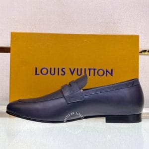 Giày lười Louis Vuitton nam da bò màu xanh đen hàng hiệu giá tốt - Ảnh 4