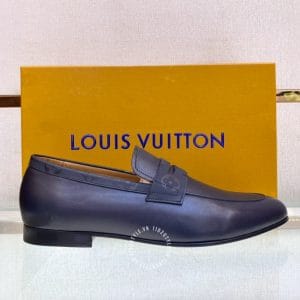 Giày lười Louis Vuitton nam da bò màu xanh đen hàng hiệu giá tốt - Ảnh 3