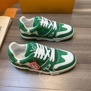 Giày LV Sneakers Louis Vuitton xanh lá hàng hiệu cao cấp - Ảnh 2