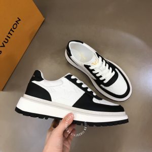 Giày nam hàng hiệu LV Sneakers phối trắng đen họa tiết cao cấp - Ảnh 4