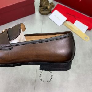 Giày nam Salvatore Ferragamo màu nâu logo chữ nổi - Ảnh 7