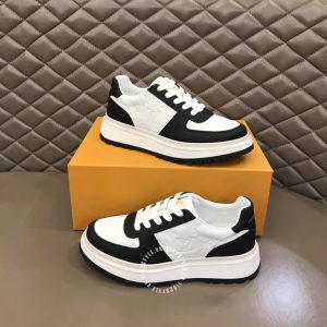 Giày nam hàng hiệu LV Sneakers phối trắng đen họa tiết cao cấp - Ảnh 2