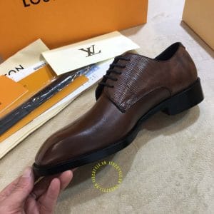 Giày Louis Vuitton nam da trơn màu nâu dây buộc phiên bản cao cấp - Hình ảnh 6