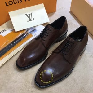 Giày Louis Vuitton nam da trơn màu nâu dây buộc phiên bản cao cấp - Hình ảnh 2