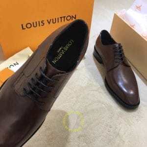 Giày Louis Vuitton nam da trơn màu nâu dây buộc phiên bản cao cấp - Hình ảnh 5