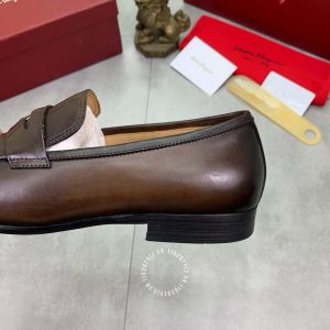 Giày nam Salvatore Ferragamo màu nâu logo tròn dập chữ nổi - Ảnh 7