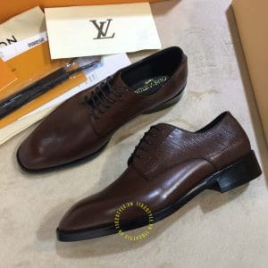 Giày Louis Vuitton nam da trơn màu nâu dây buộc phiên bản cao cấp - Hình ảnh 3