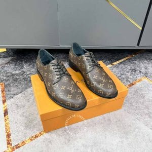 Giày nam cao cấp hàng hiệu Louis Vuitton màu nâu họa tiết Monogam - Hình ảnh 2