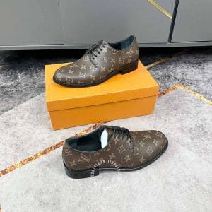 Giày nam cao cấp hàng hiệu Louis Vuitton màu nâu họa tiết Monogam - Hình ảnh 3