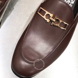 Giày nam Salvatore Ferragamo hàng hiệu màu nâu logo vàng - Ảnh 6