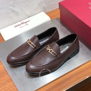 Giày nam Salvatore Ferragamo hàng hiệu màu nâu logo vàng - Ảnh 3