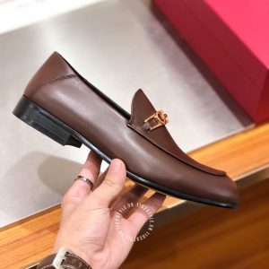 Giày nam Salvatore Ferragamo hàng hiệu màu nâu logo vàng - Ảnh 5