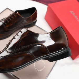 Giày Salvatore Ferragamo nam màu nâu da bóng buộc - Ảnh 9