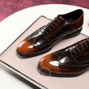 Giày Salvatore Ferragamo nam màu nâu da bóng buộc - Ảnh 7