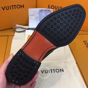 Giày nam cao cấp Louis Vuitton da nâu đỏ dập vân cá sấu - Hình ảnh 8