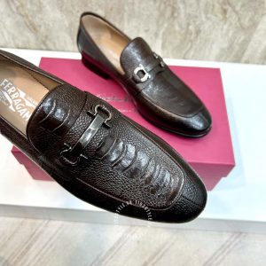 Giày nam cao cấp Salvatore Ferragamo màu nâu dập vân cá sấu - Ảnh 6