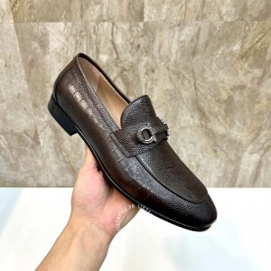 Giày nam cao cấp Salvatore Ferragamo màu nâu dập vân cá sấu - Ảnh 8
